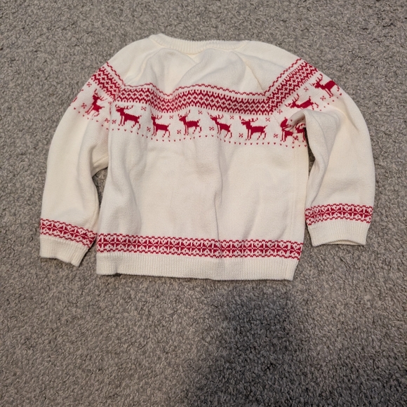 Janie and Jack Cream Cardigan with Red Reindeer - Picture 5 of 6